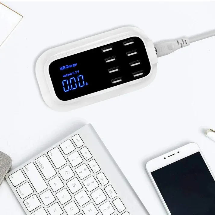 Crony YC-CDA19 8-Port USB Charger Adapter Desktop Wall Charger Smart LED Display
