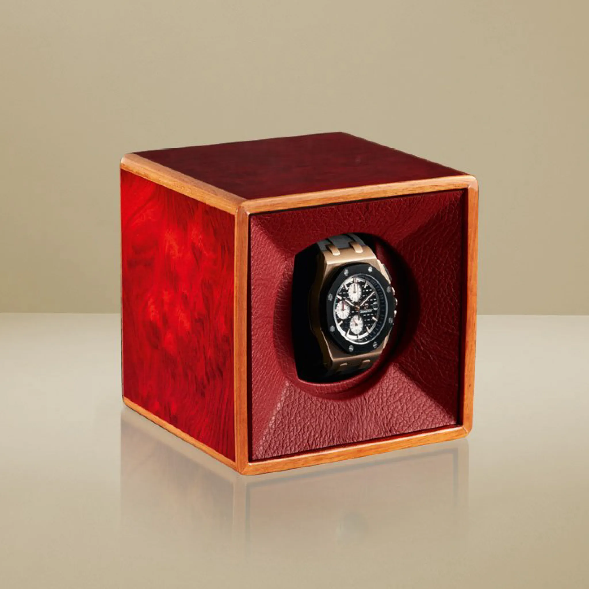 Cube Leather Watch Box | Agresti Tempo Unicco Rosso