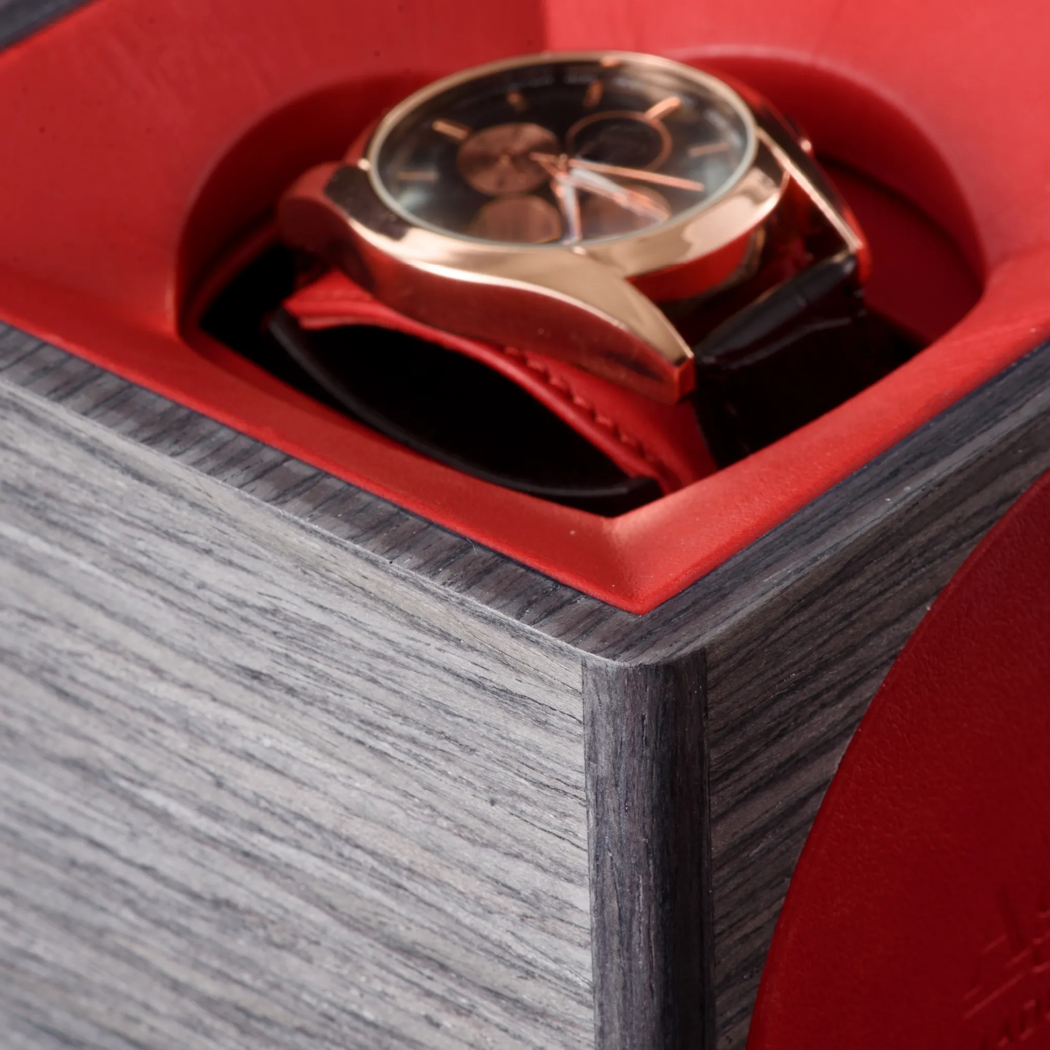 Cube Leather Watch Box | Agresti Tempo Unicco Rosso