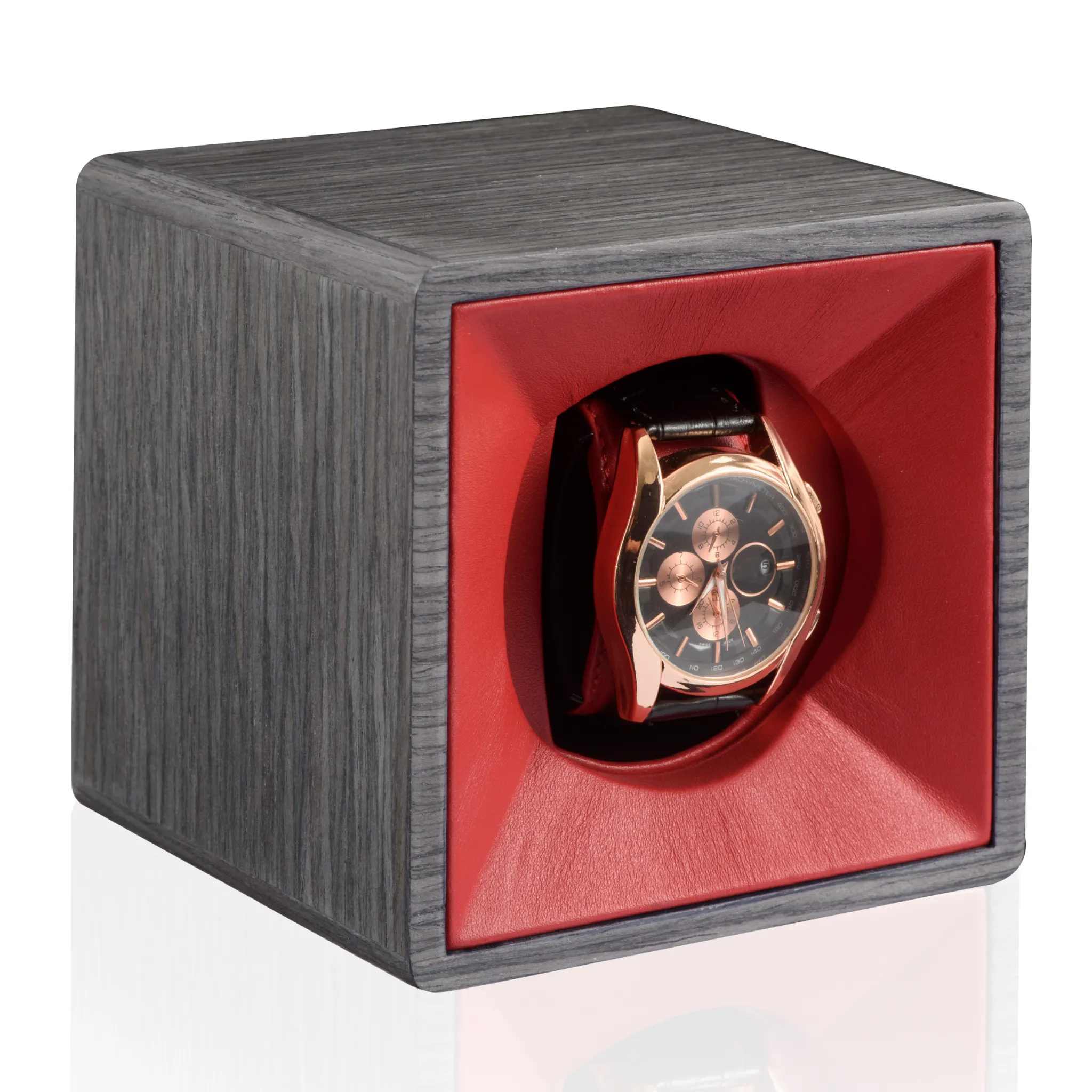 Cube Leather Watch Box | Agresti Tempo Unicco Rosso