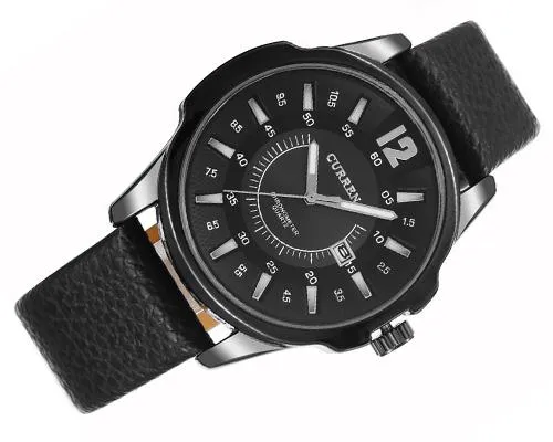 CURREN Fashion Analog Date Brown PU Leather Men Wrist Watch