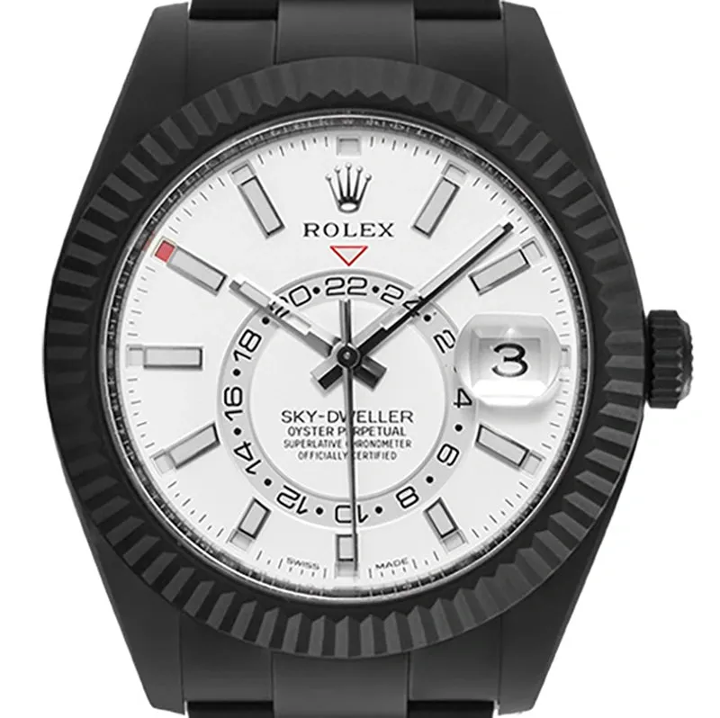 Custom Black PVD Rolex Sky-Dweller Steel White Dial 326934