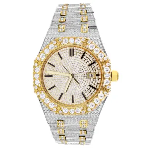 Custom Bling Steel Two Tone Automatic Luxury Mens Watch