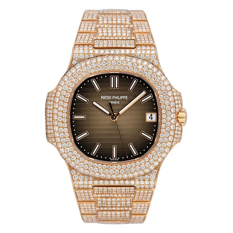 Custom Diamond Set Patek Philippe Nautilus Rose Gold 5711/1R Watch