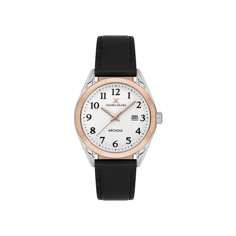 Daniel Klein Arcadia Men Analog Watch DK.1.13692-4 Black Leather Strap