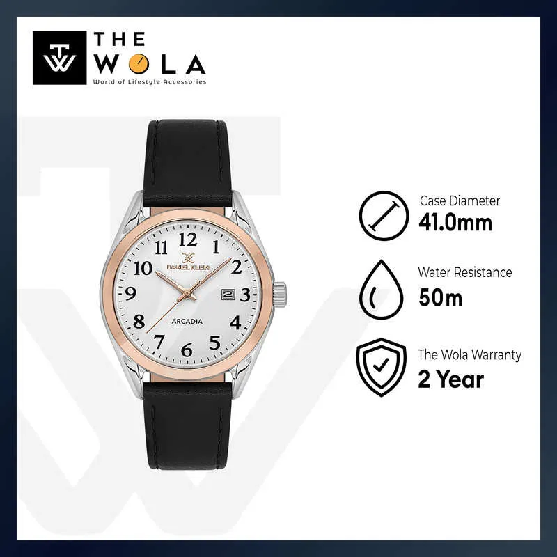 Daniel Klein Arcadia Men Analog Watch DK.1.13692-4 Black Leather Strap