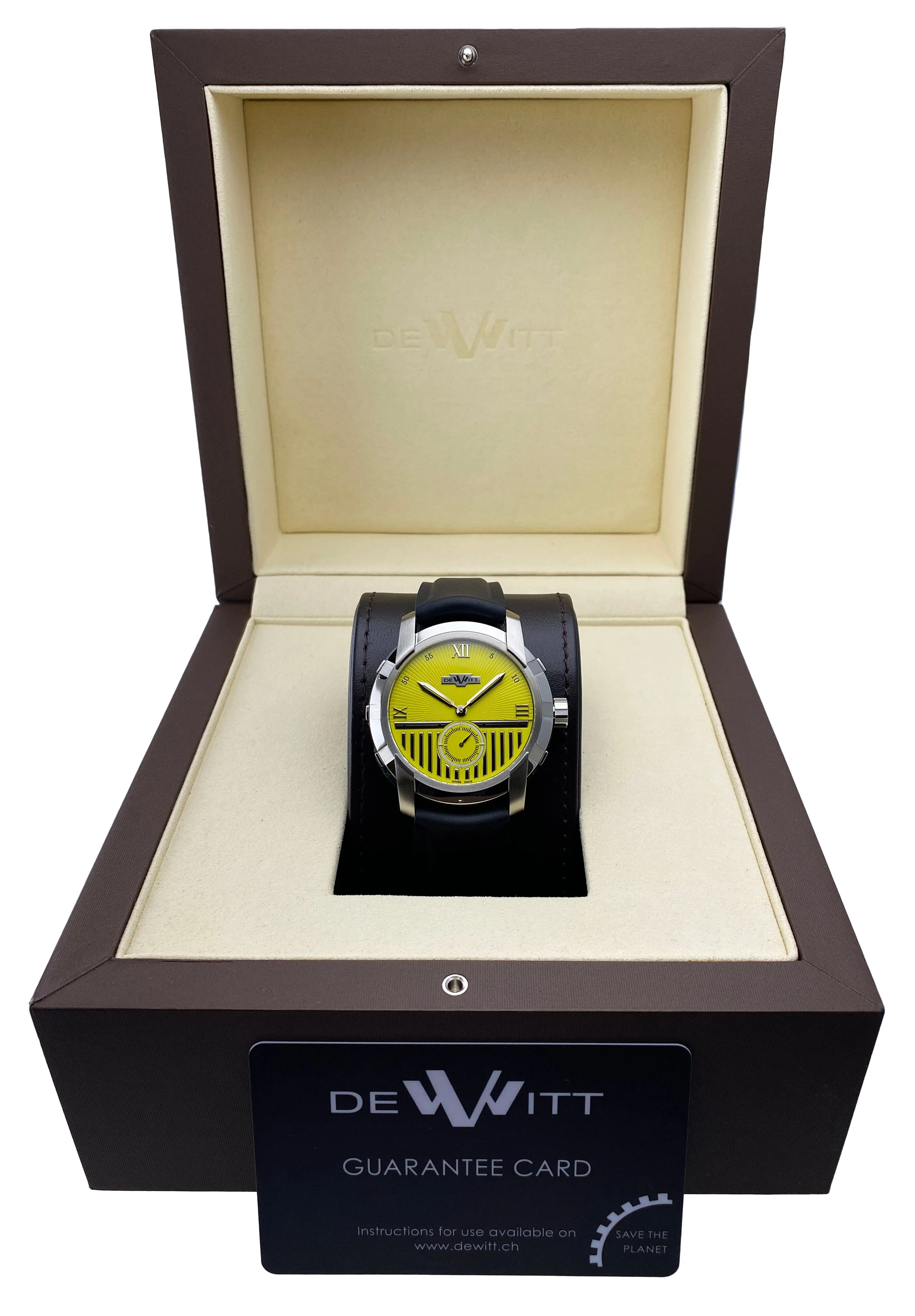 Dewitt Glorious Knight FTV.PTS.006.RPB Yellow Dial Mens Watch Box Papers