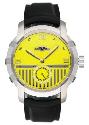 Dewitt Glorious Knight FTV.PTS.006.RPB Yellow Dial Mens Watch Box Papers