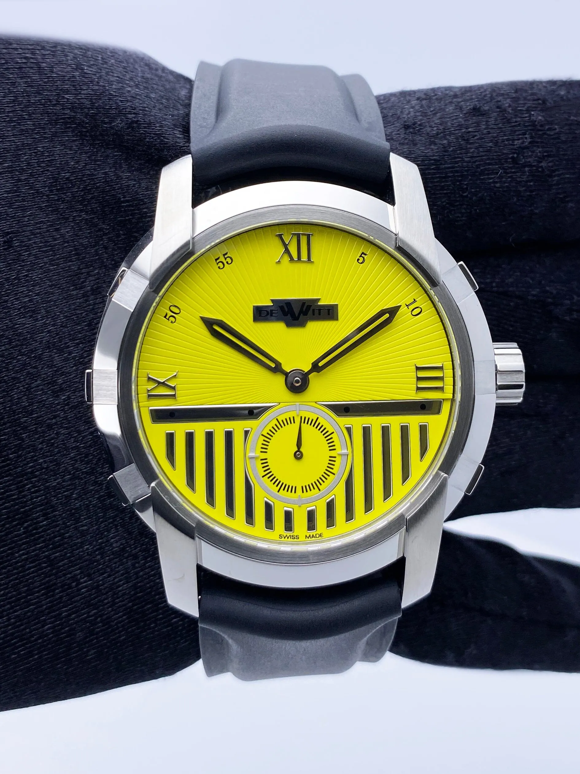 Dewitt Glorious Knight FTV.PTS.006.RPB Yellow Dial Mens Watch Box Papers