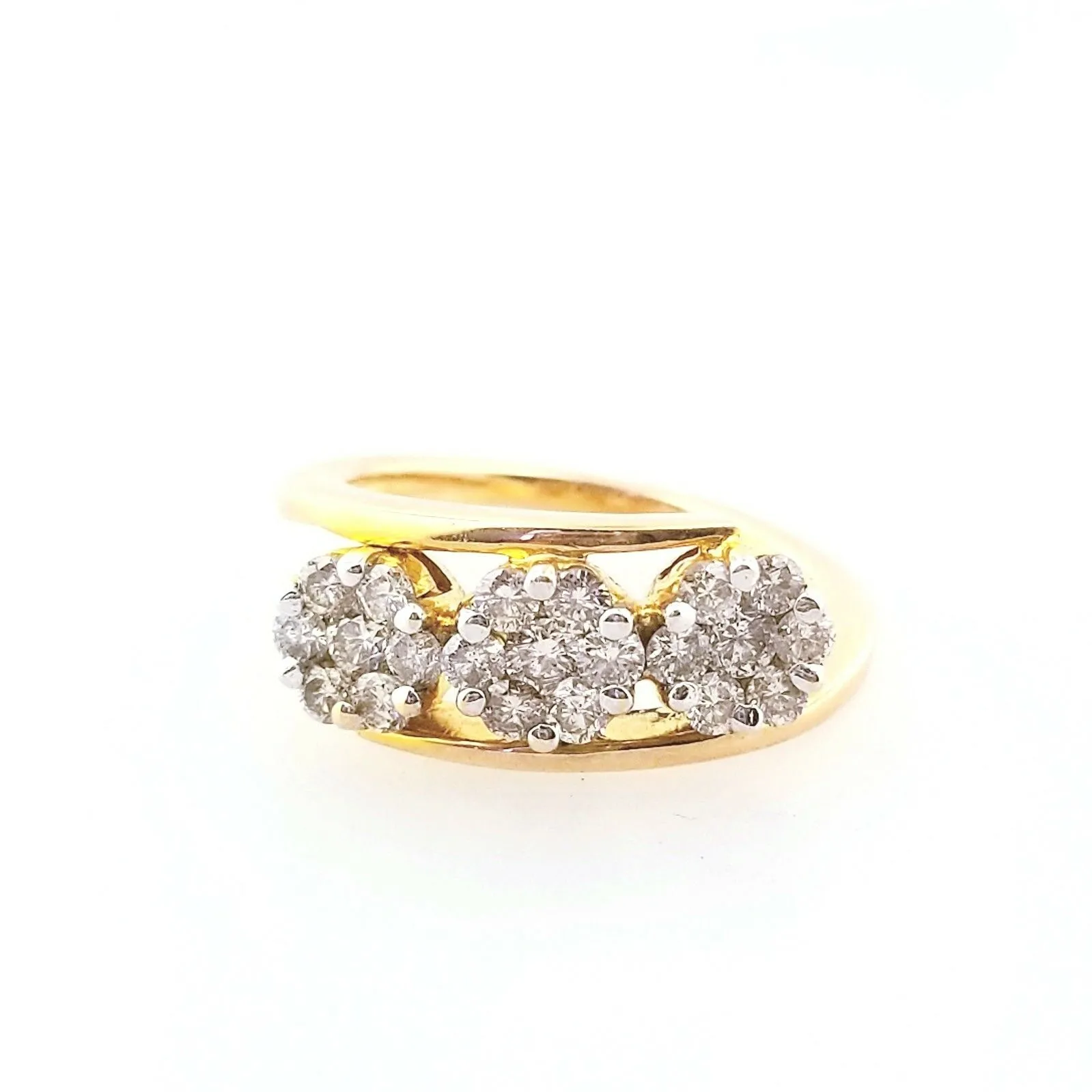 Diamond 14K Natural Round Cut Flower Ring Yellow Gold 1 CTW G color SI1 Clarity