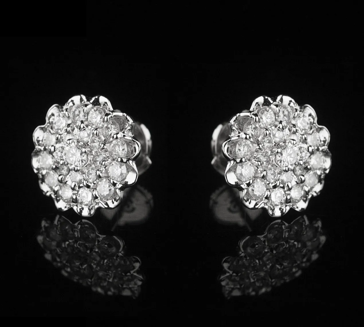 Diamond Earrings - Aire Cluster Earrings -18-Karat White Gold Diamond