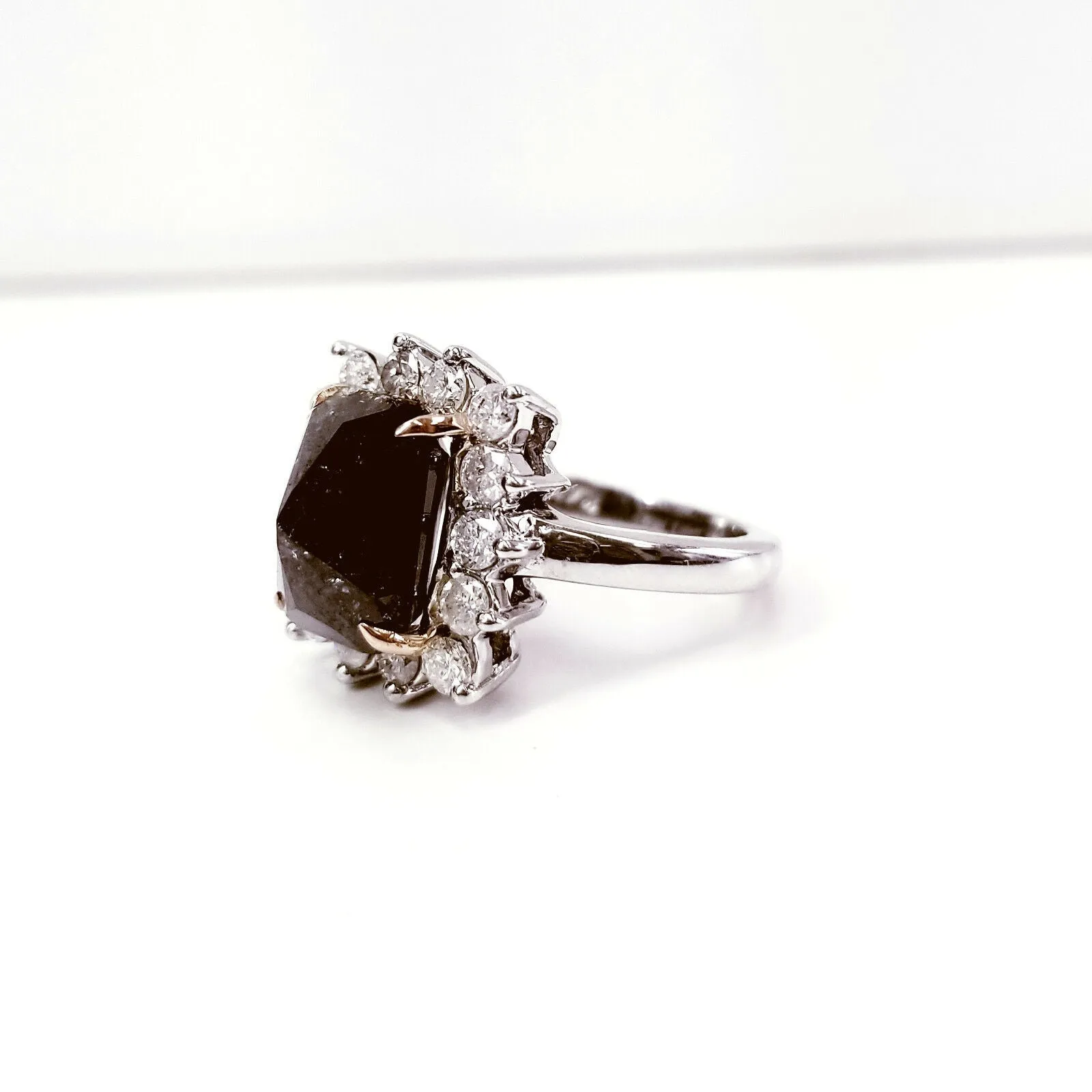 Diamond Engagement Ring Natural Radiant Natural Fancy Black Color 6.00 CTW