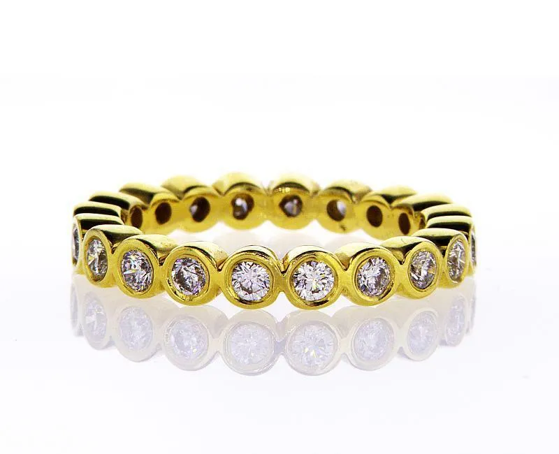 Diamond Ring 14K White Gold 0.84 CTW Infinity Bezel Set Round Cut Band G SI1
