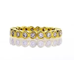 Diamond Ring 14K White Gold 0.84 CTW Infinity Bezel Set Round Cut Band G SI1