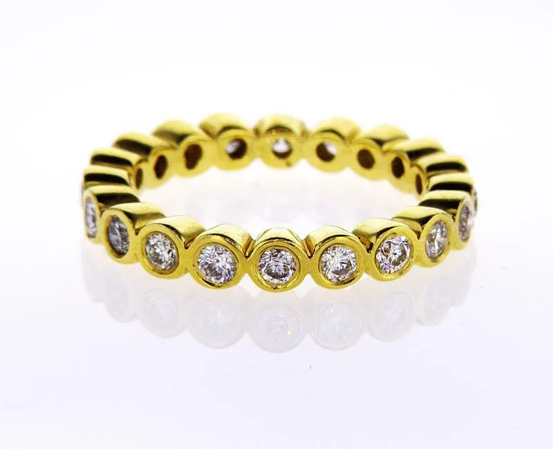 Diamond Ring 14K White Gold 0.84 CTW Infinity Bezel Set Round Cut Band G SI1