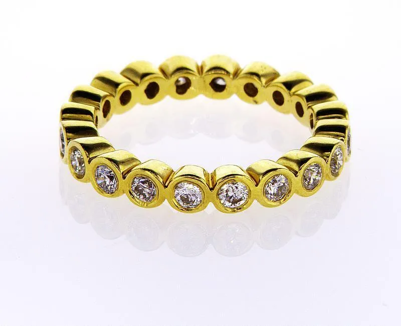 Diamond Ring 14K White Gold 0.84 CTW Infinity Bezel Set Round Cut Band G SI1