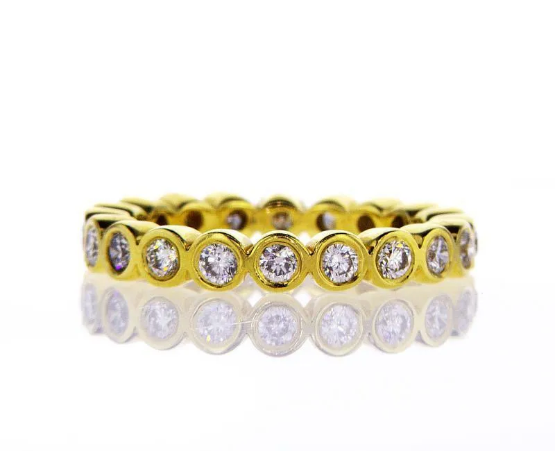 Diamond Ring 14K White Gold 0.84 CTW Infinity Bezel Set Round Cut Band G SI1