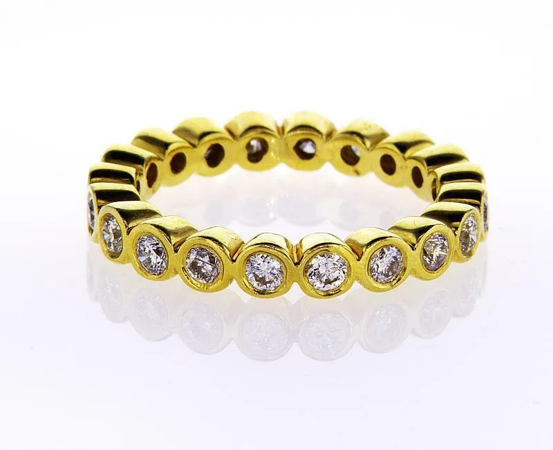 Diamond Ring 14K White Gold 0.84 CTW Infinity Bezel Set Round Cut Band G SI1