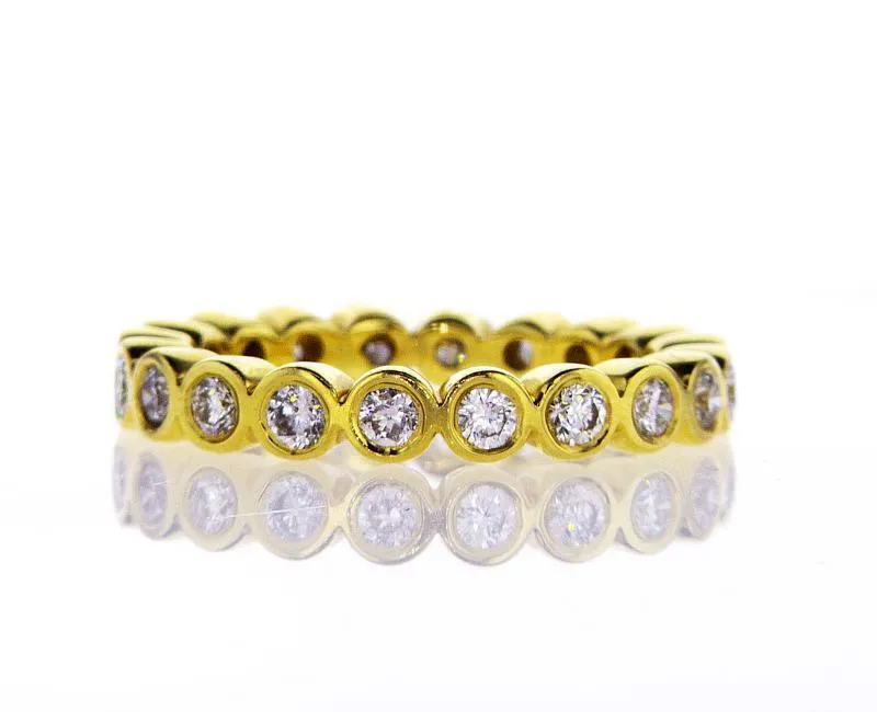 Diamond Ring 14K White Gold 0.84 CTW Infinity Bezel Set Round Cut Band G SI1