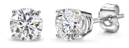 Diamond Studs Earrings 1.50 CT I VS2 Certified 14k White Gold Natural Round Cut