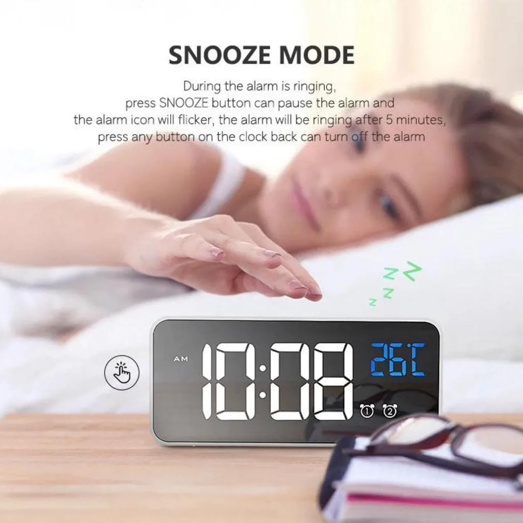 Digital Clock Mirrored Grey