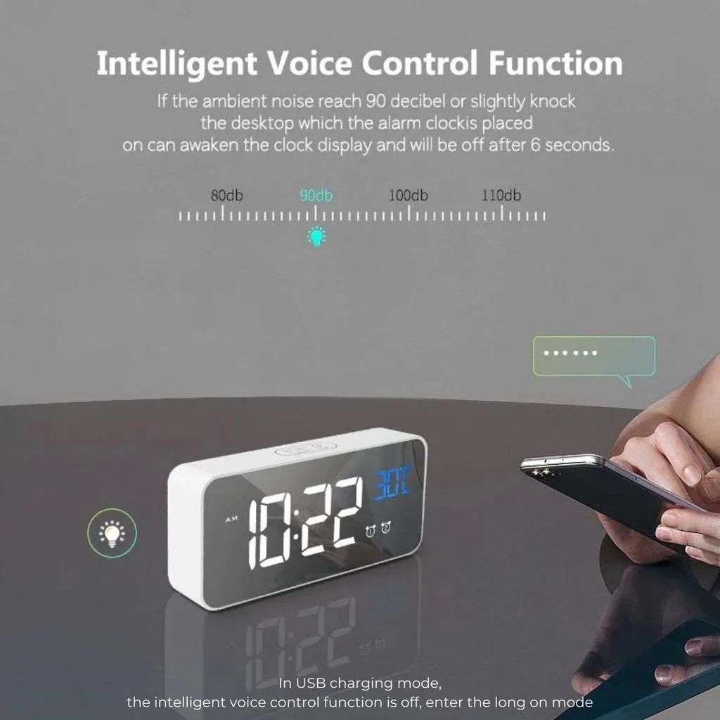 Digital Clock Mirrored Grey