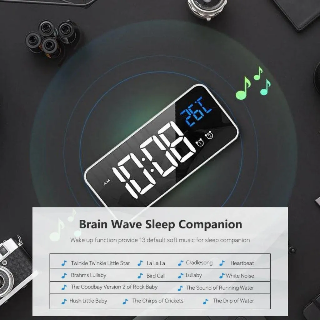 Digital Clock Mirrored Grey