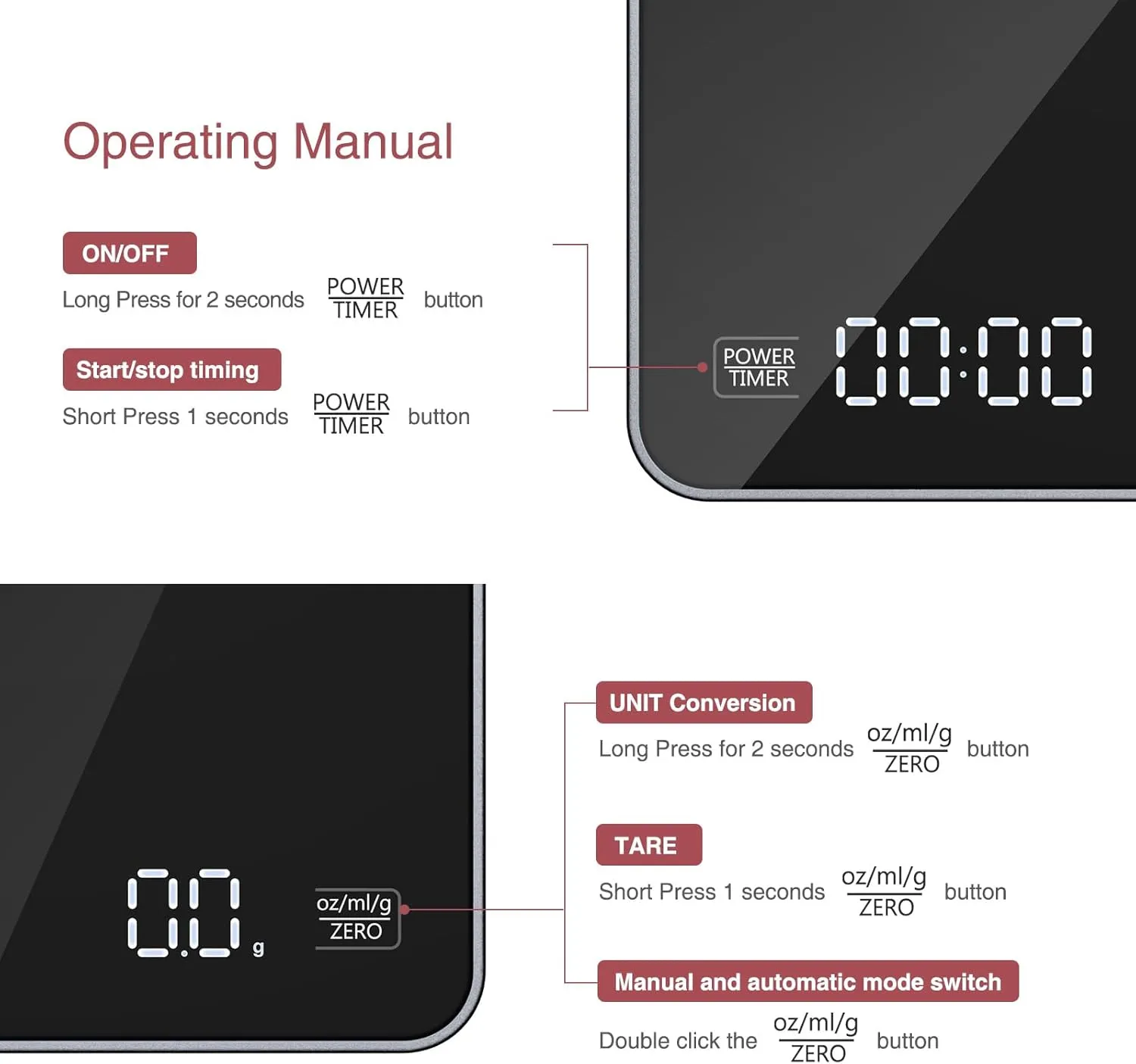 Digital Coffee Scale with Timer Upgraded Version Rechargeable Coffee Scale fo...