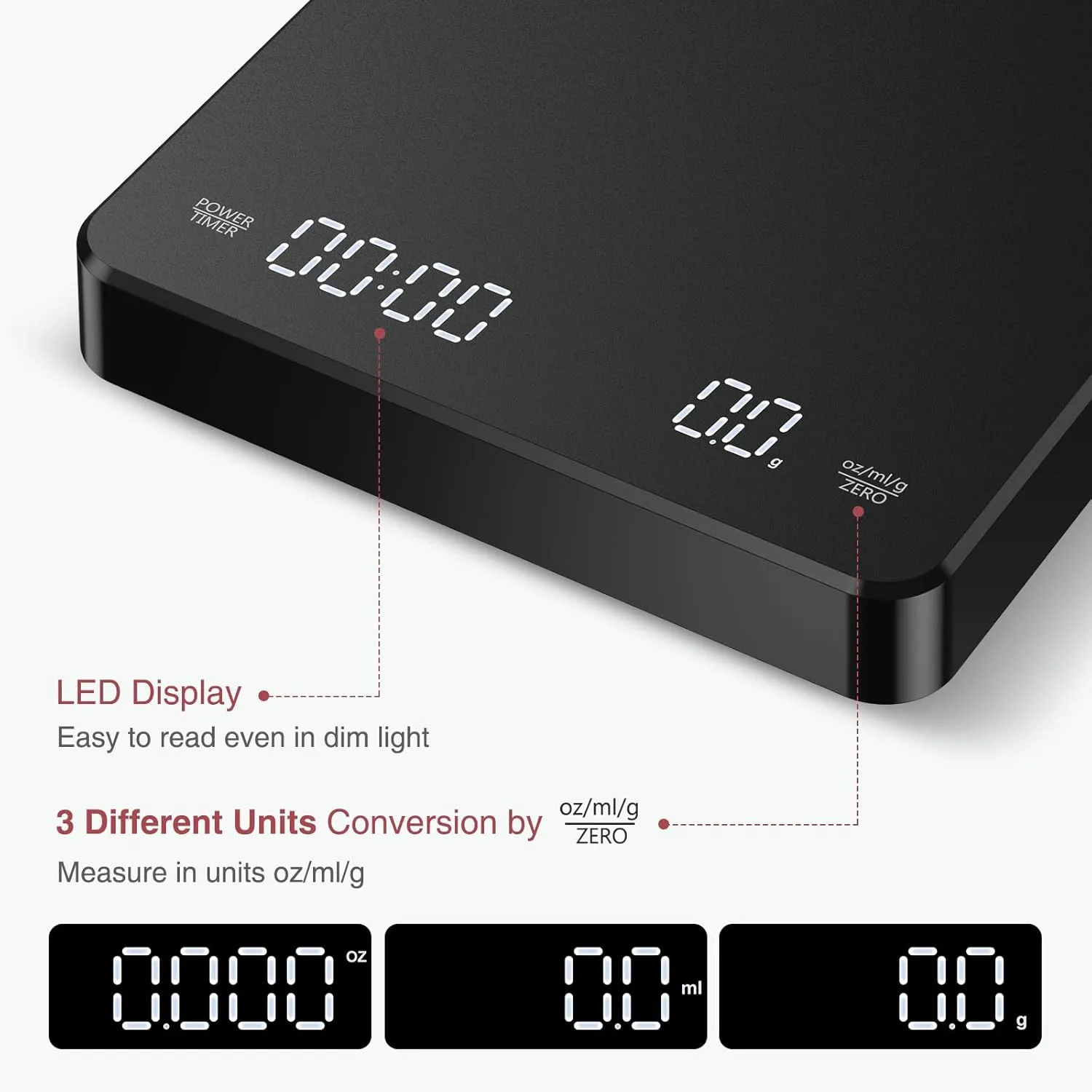 Digital Coffee Scale with Timer Upgraded Version Rechargeable Coffee Scale fo...