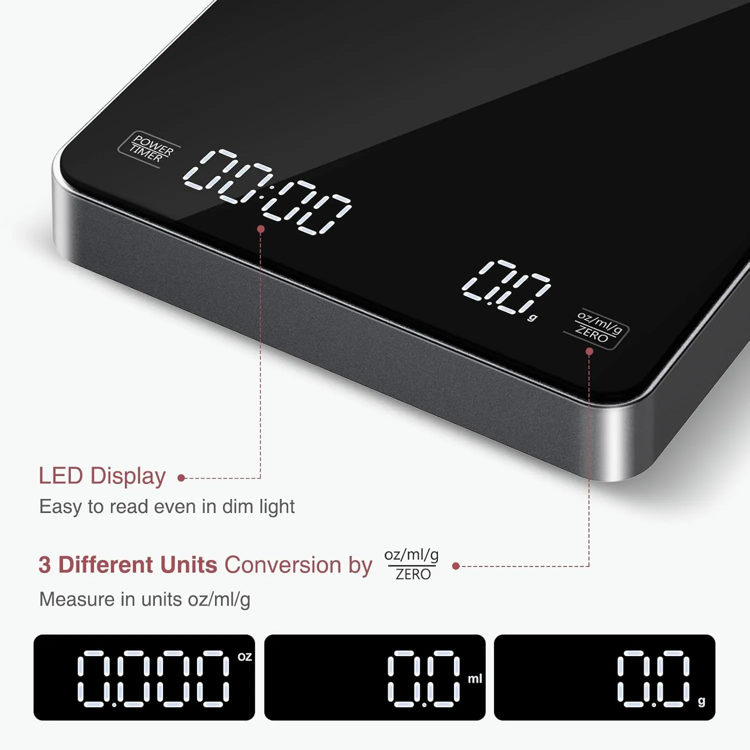 Digital Coffee Scale with Timer Upgraded Version Rechargeable Coffee Scale fo...