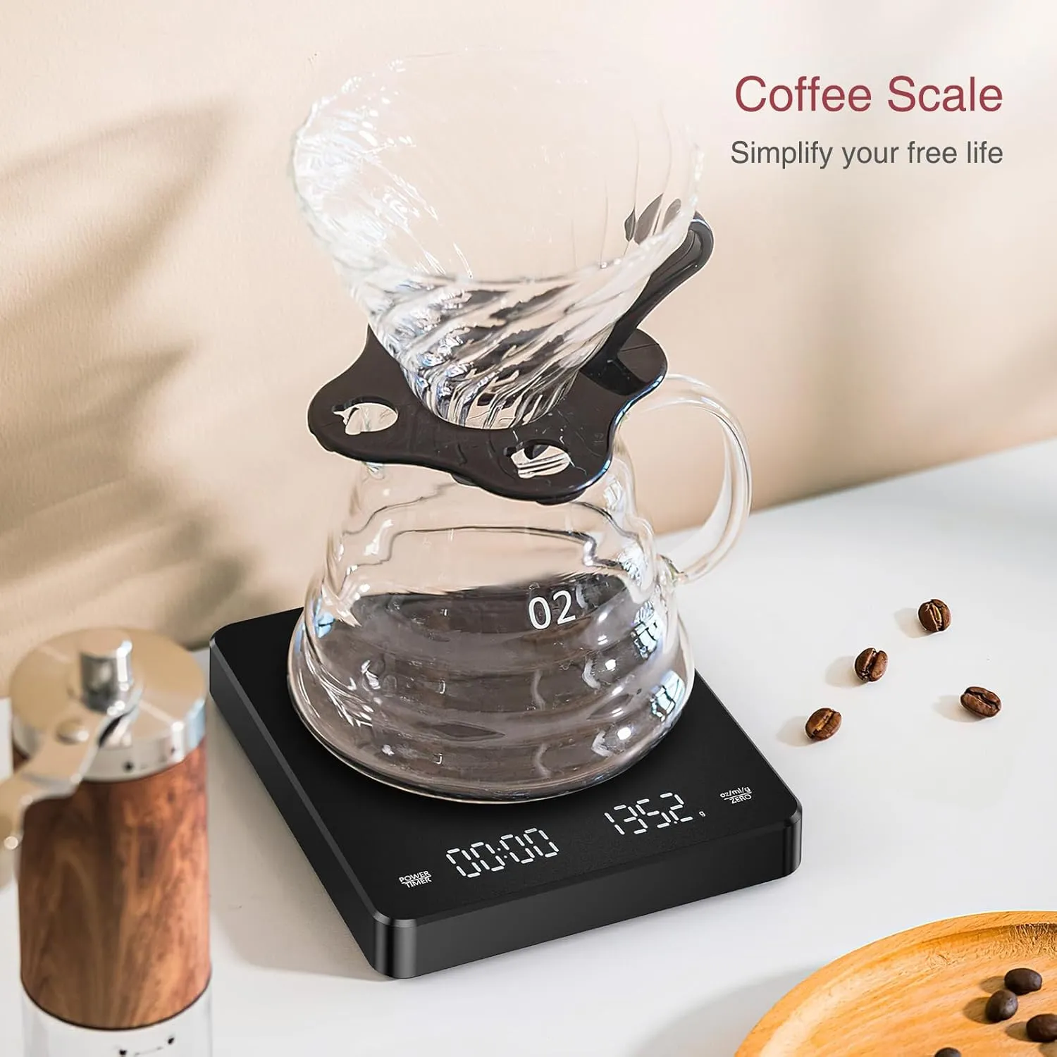 Digital Coffee Scale with Timer Upgraded Version Rechargeable Coffee Scale fo...