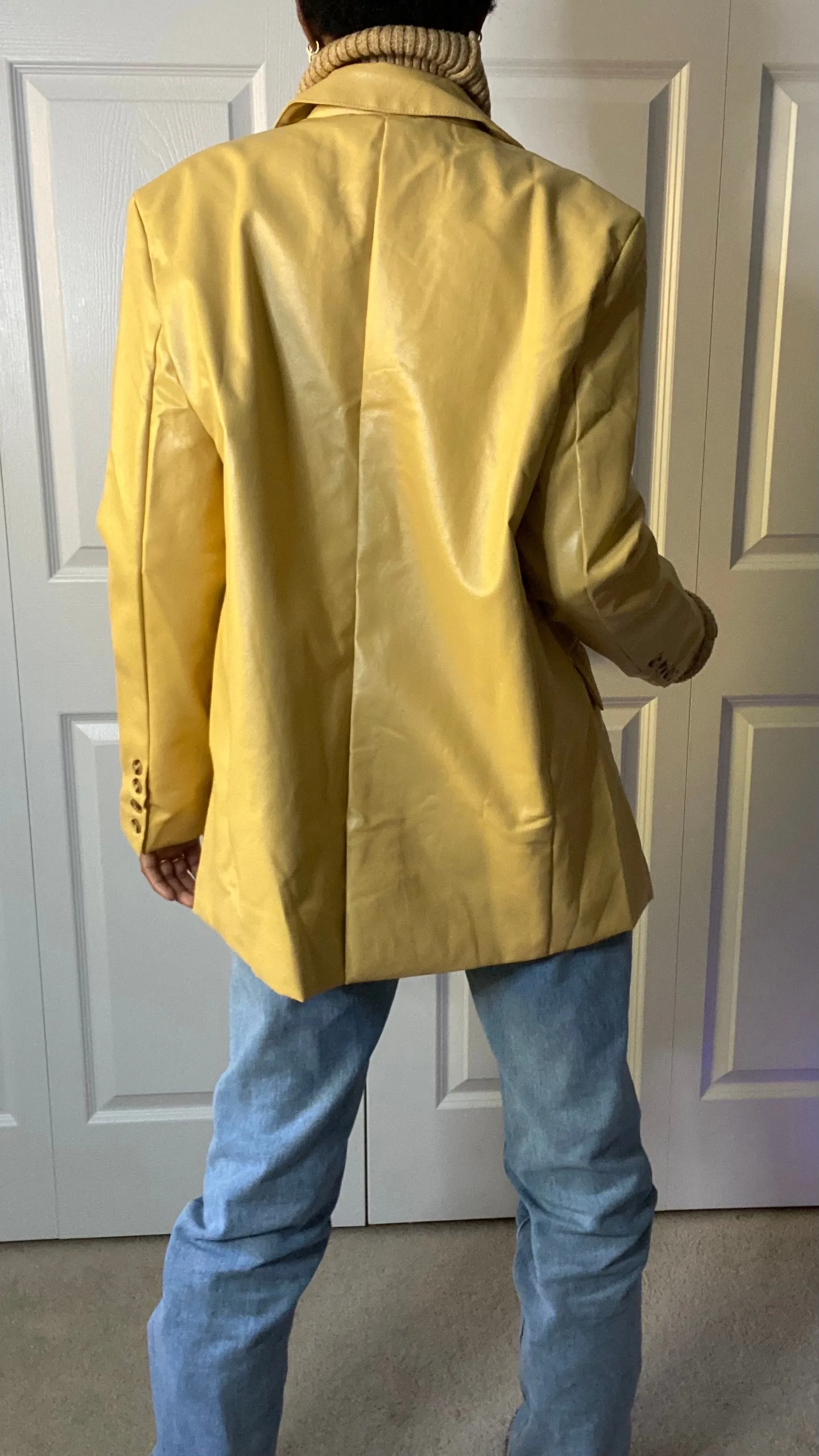 Dijon Faux Leather Boyfriend Blazer