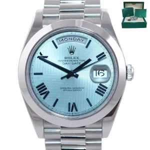 DISCONTINUED 2020 Rolex Platinum President Glacier Blue Roman 228206 Watch Box