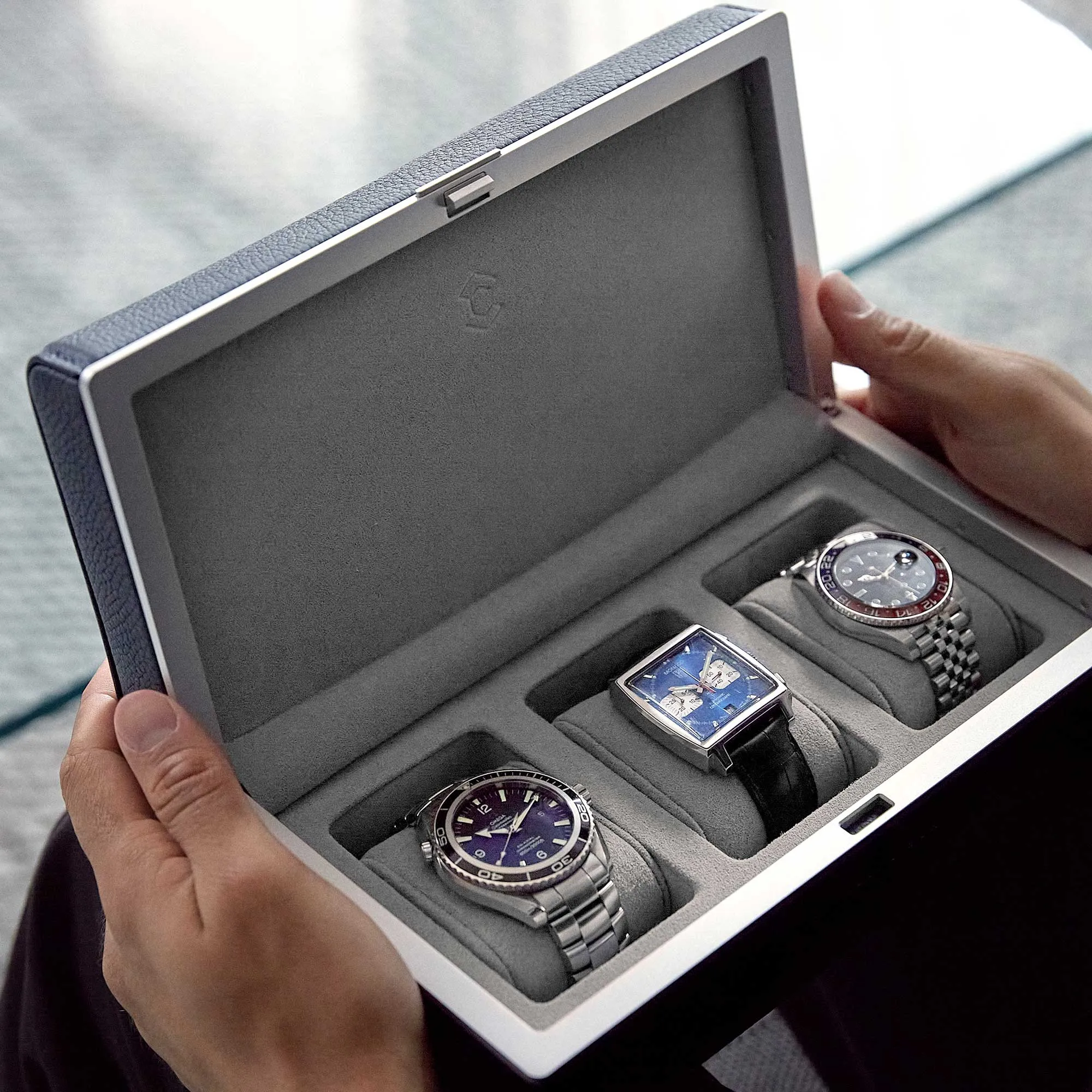 EATON 3 WATCH CASE - MARINE / GREY