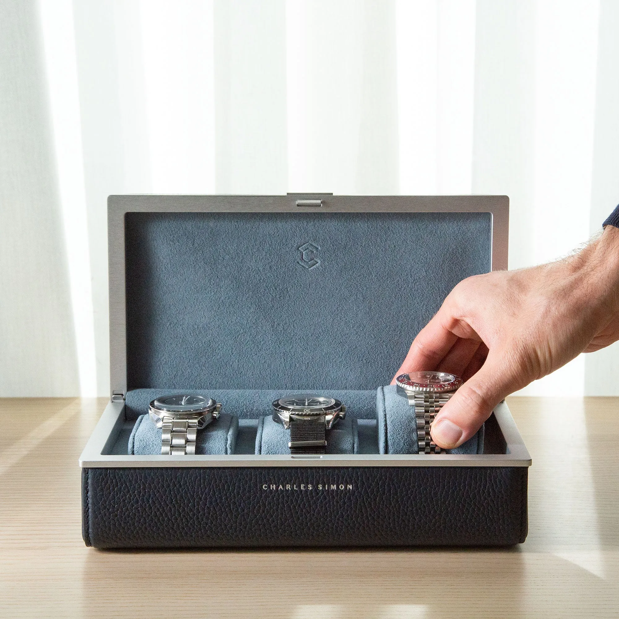 EATON 3 WATCH CASE - MARINE / GREY