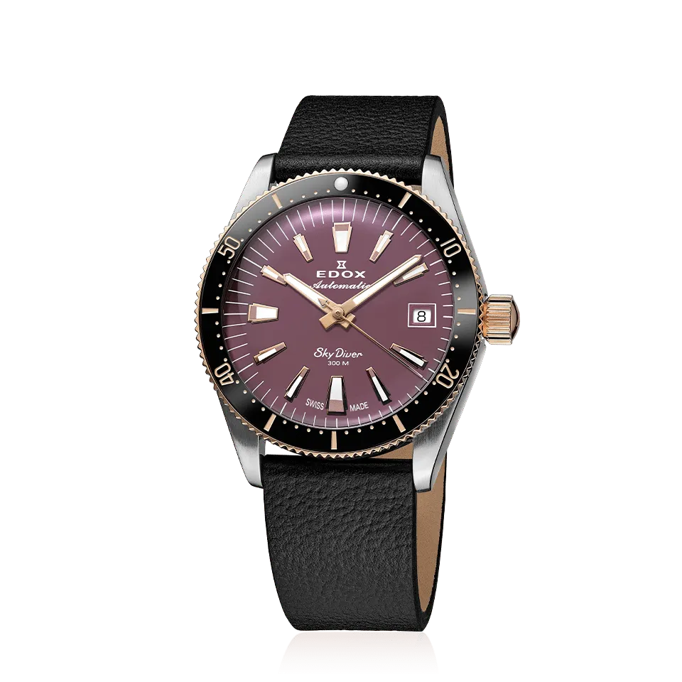 EDOX SWISS MADE 80131-357RNRC-VIO SKYDIVER 38 DATE AUTOMATIC SPECIAL EDITION