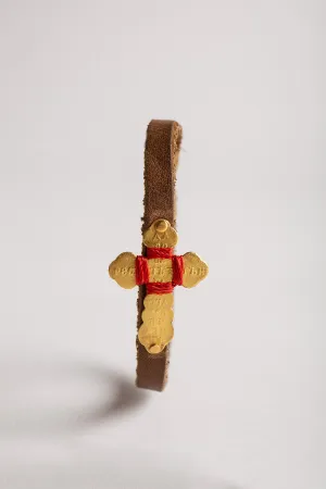 ELI HALILI | 22K GEORGIAN CROSS LEATHER BRACELET