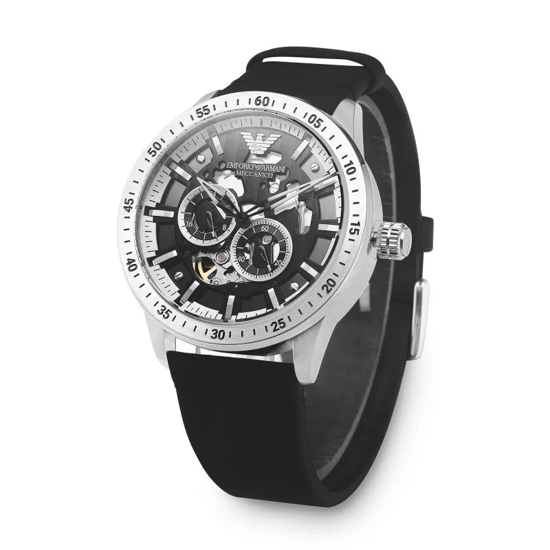 Emporio Armani Automatic Black Leather Men's Watch AR60051
