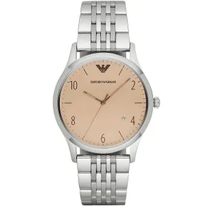 Emporio Armani Classic Silver Stainless Steel Cream Dial Quartz Watch for Gents - AR1881