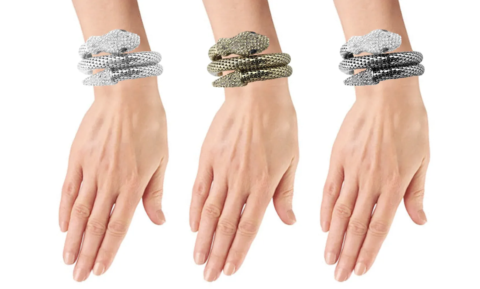 Exotic Designer Sultry Crystal Snake Bracelet