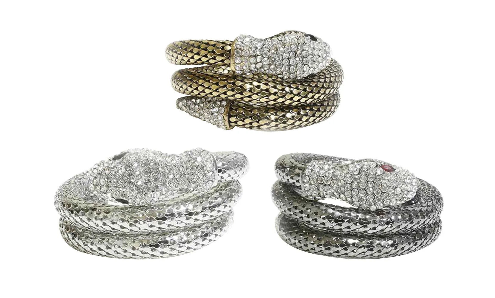 Exotic Designer Sultry Crystal Snake Bracelet