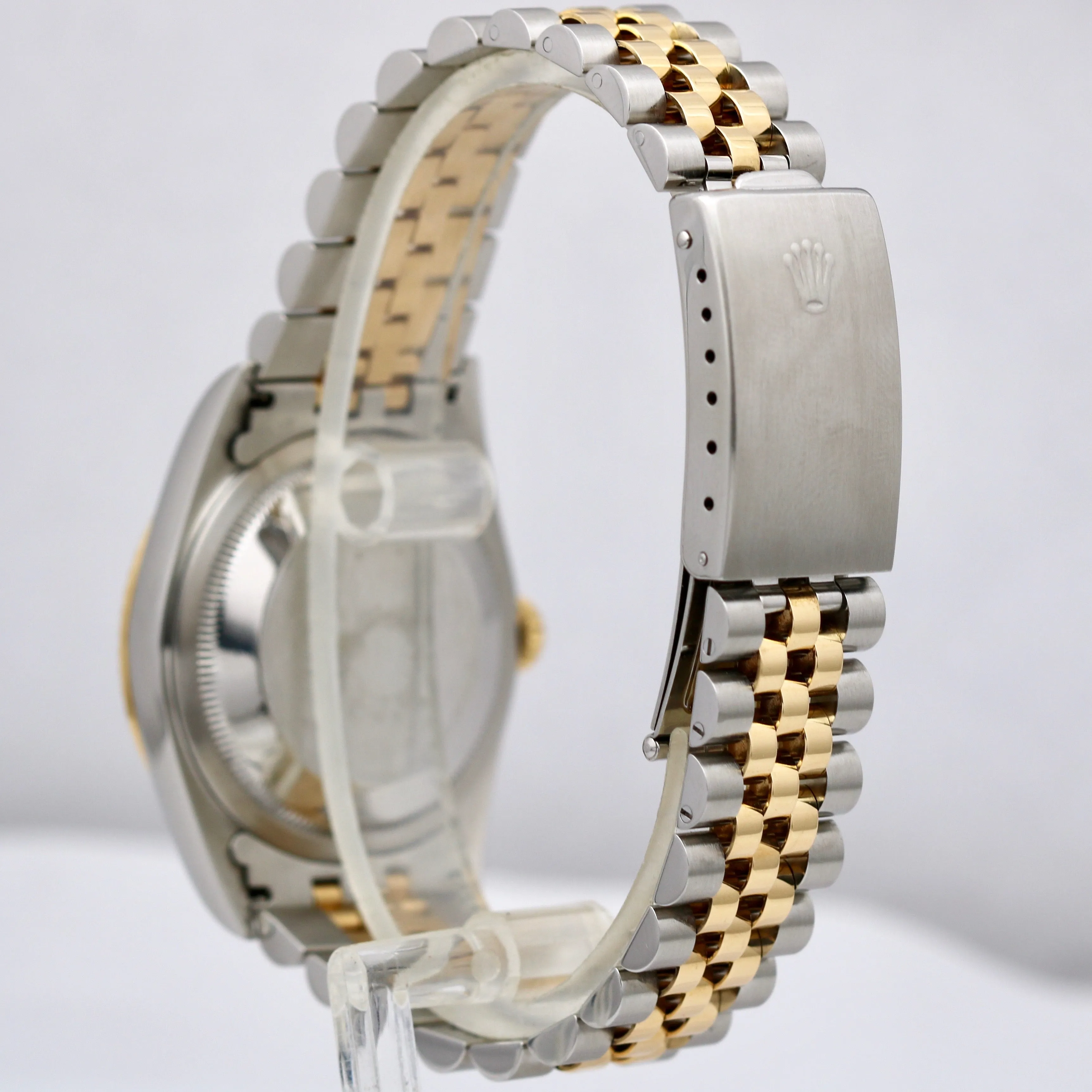 FACTORY Blue Diamond Vignette Rolex DateJust 36mm Two Tone NO HOLES 16233 PAPERS
