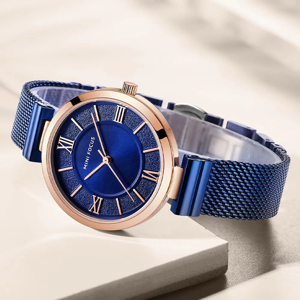 Fashion simple small dial waterproof steel mesh belt women's watch