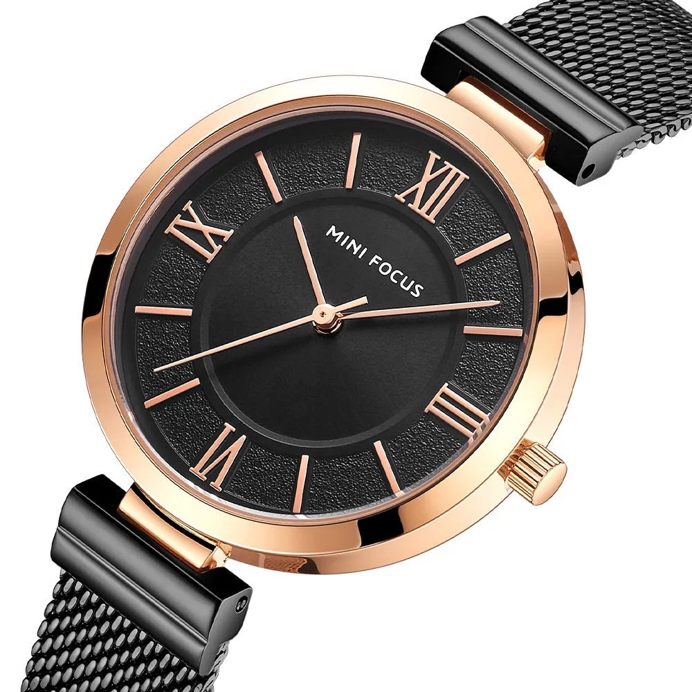 Fashion simple small dial waterproof steel mesh belt women's watch