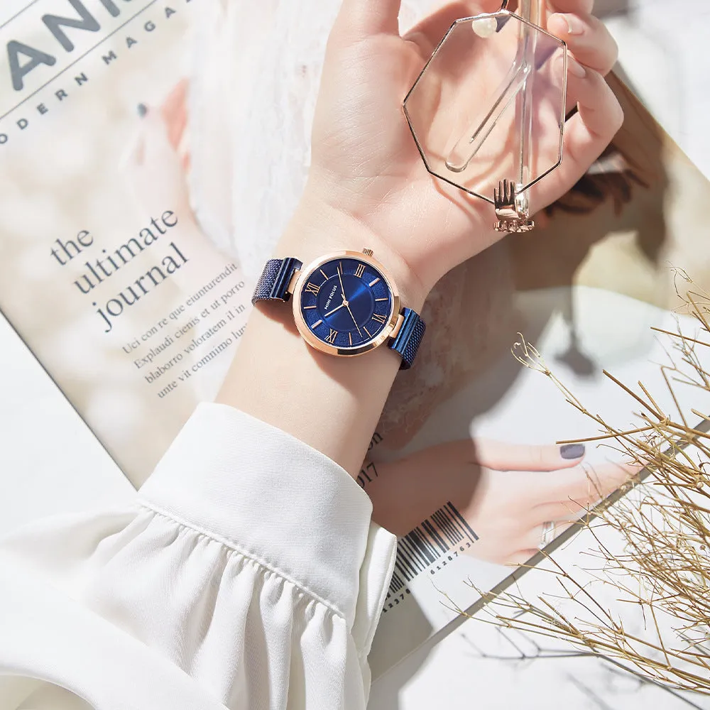 Fashion simple small dial waterproof steel mesh belt women's watch