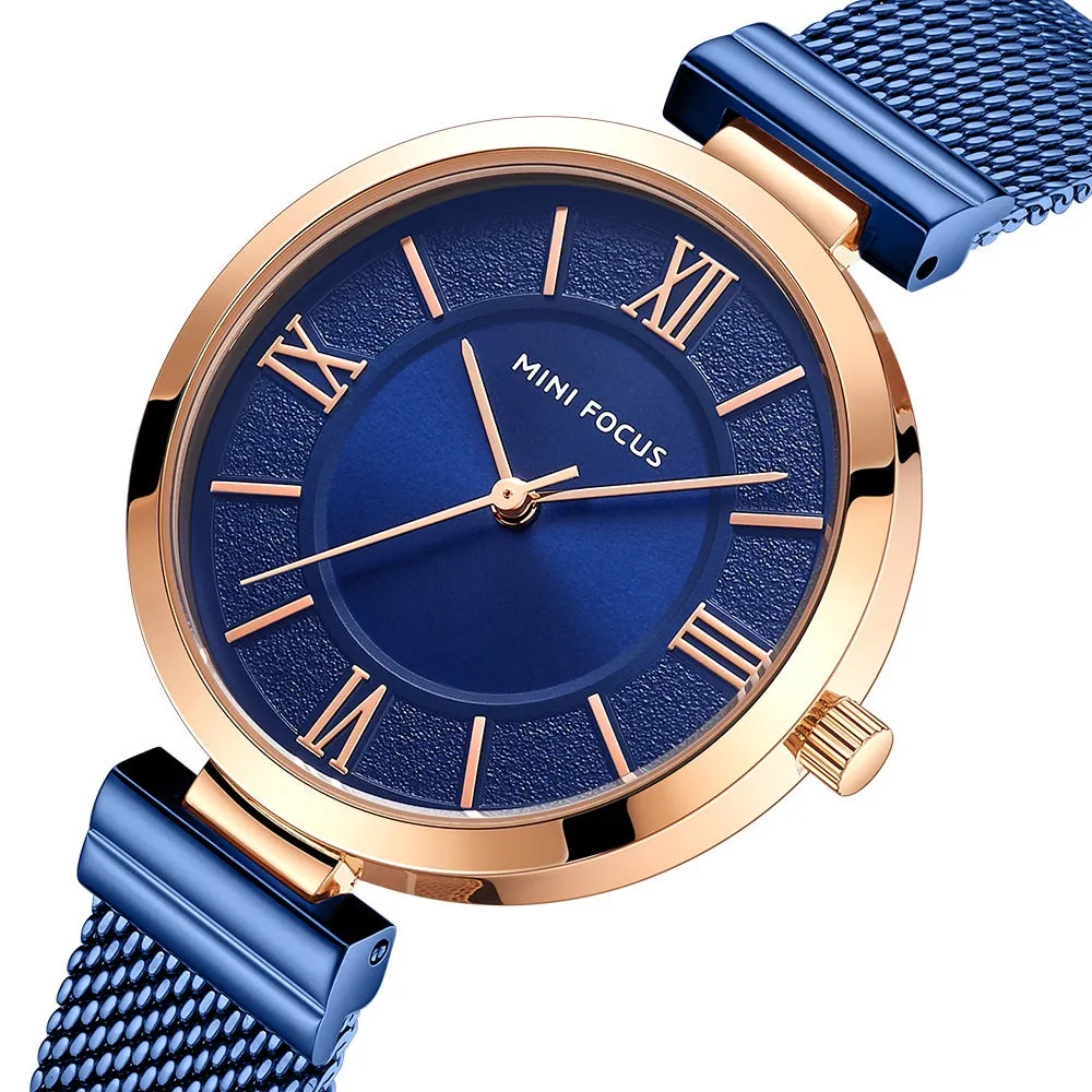 Fashion simple small dial waterproof steel mesh belt women's watch