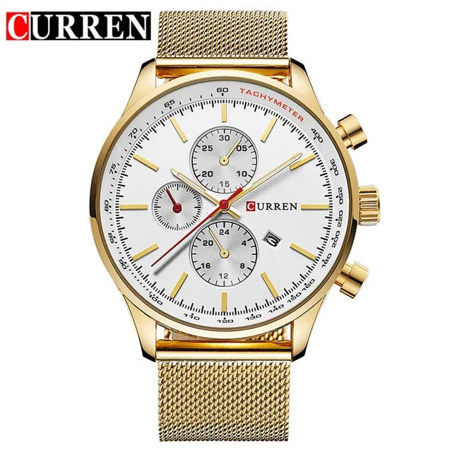 Fashion Watch men Luxury top brand steel men watch waterproof Wristwatch Men Clock quartz watch gold sports casual CURREN 8227