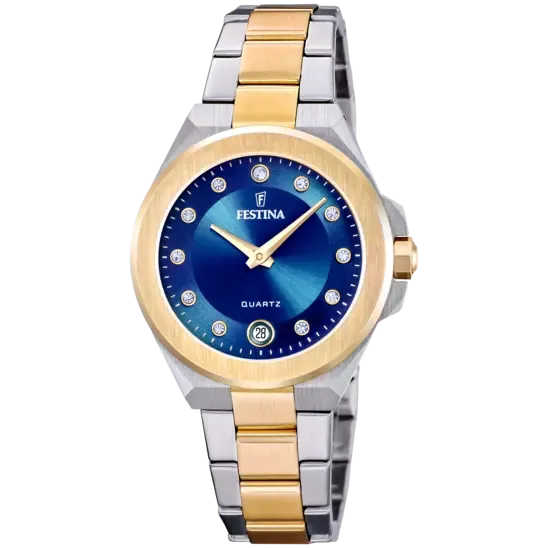 Festina Mademoiselle Ladies Blue Dial Two Tones Stainless Steel Watch