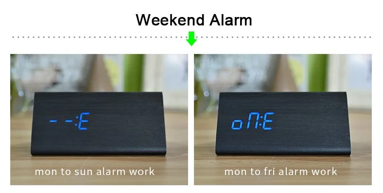 FiBiSonic Wood Digital LED Alarm Clock, Sound Control Wooden Alarm Clock LED Desktop&Table Clock with Temperature