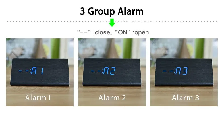 FiBiSonic Wood Digital LED Alarm Clock, Sound Control Wooden Alarm Clock LED Desktop&Table Clock with Temperature